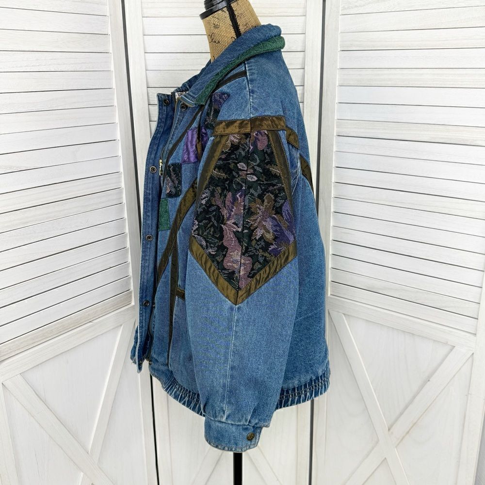 Current Seen Vintage 80s Patchwork Denim Coat Blu… - image 2